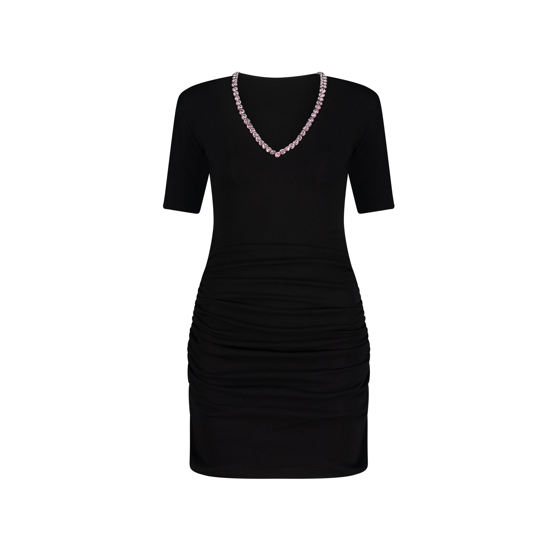 V-neck Mini Dress Black