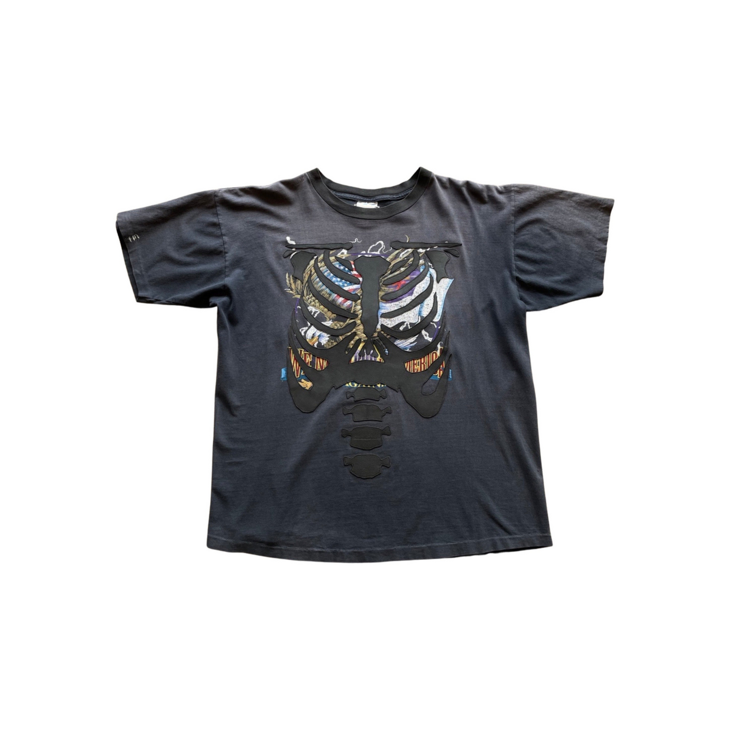 American Thunder T-shirt with Leather Ribcage Appliqué