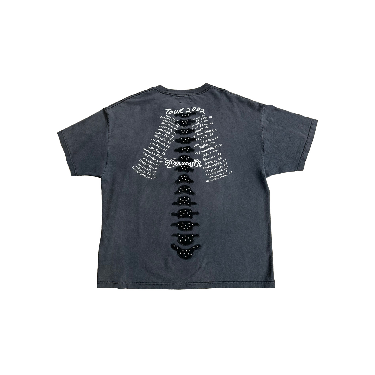 2002 Aerosmith Tour T-shirt with Studded Leather Appliqué