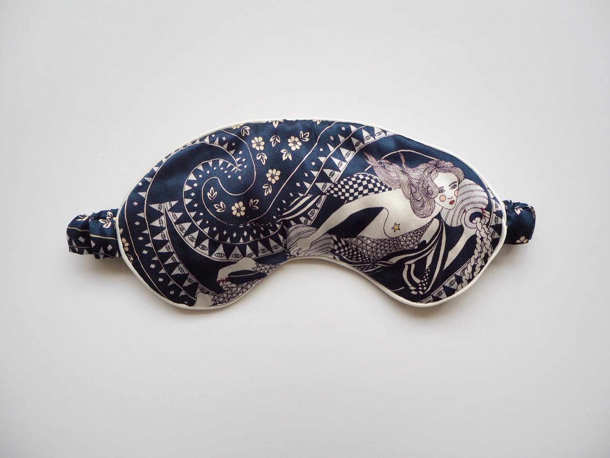 Elara Zodiac Silk Satin Eye Mask & Pouch in Midnight Aquarius