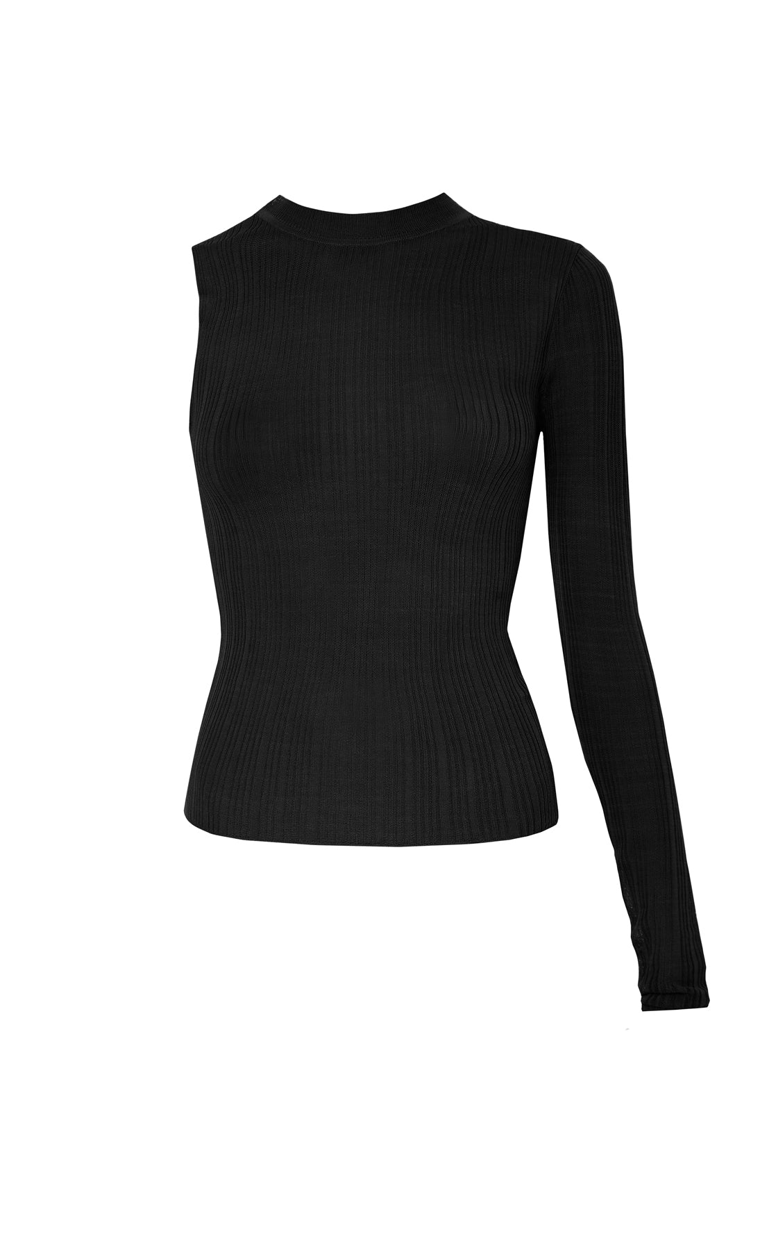 Sheer Second Skin Knit Top one sleeve from Materiel black