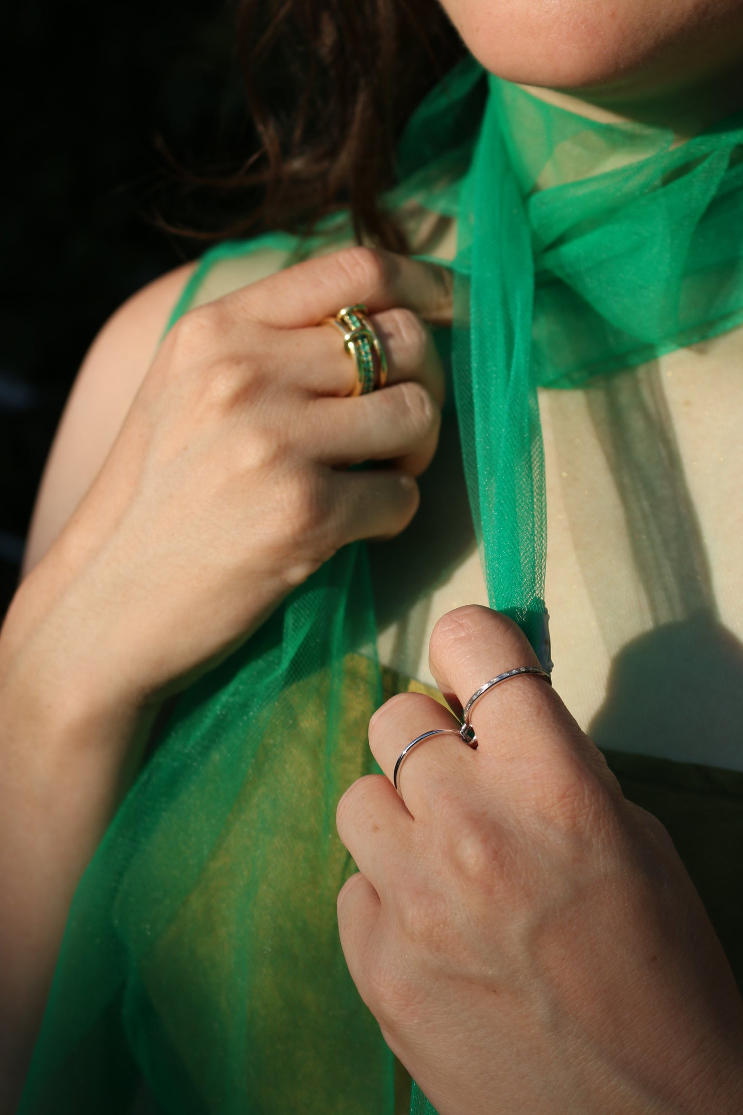 Petunia 18k Yellow Gold Emerald Band Ring