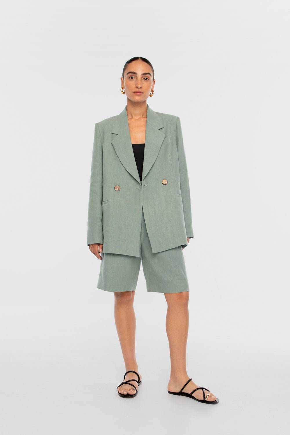 Linen Wide Suit Shorts