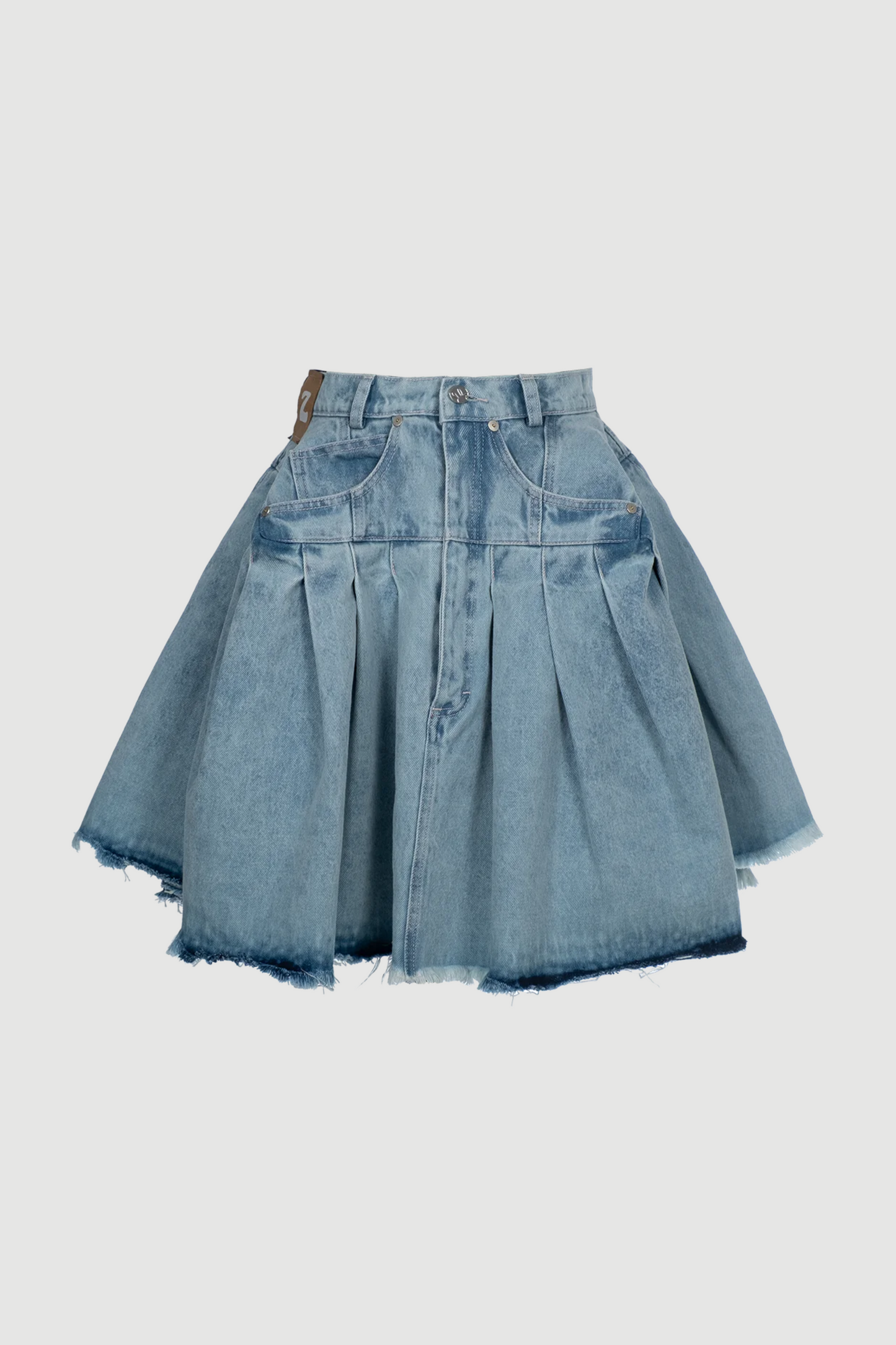 Acid Wash Pleated Box Skirt