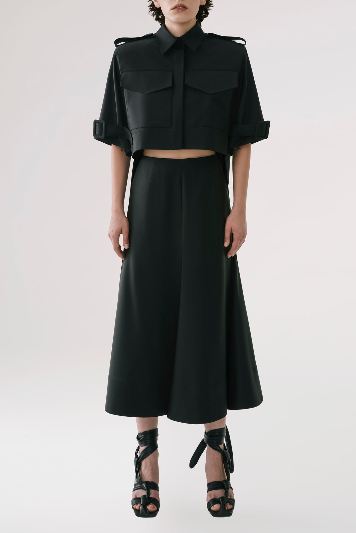 Tropical Wool Midi Skirt
