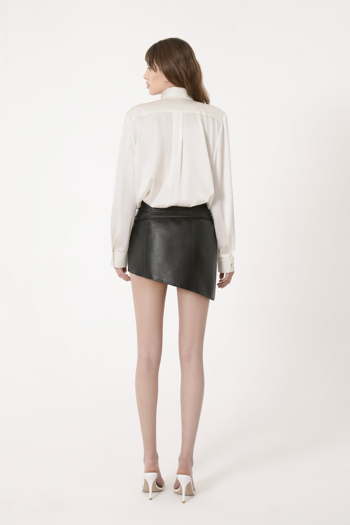 Eco Leather Diagonal Skirt